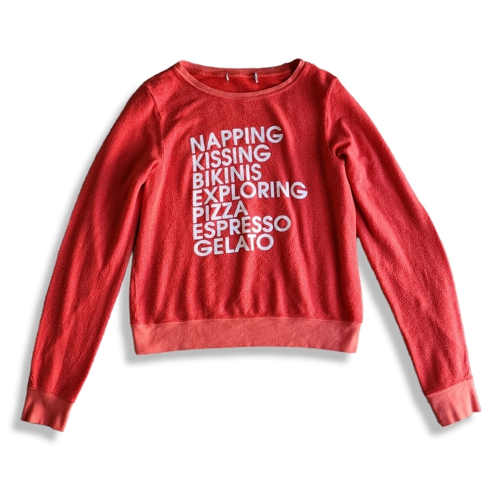 WILDFOX Ciao Bella Jumper Sweatshirt crewneck in red long sleeve size M